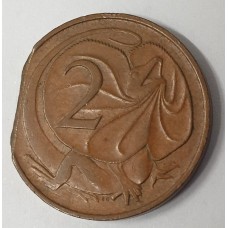 AUSTRALIA 1966 . TWO 2 CENTS COIN . ERROR . BITTEN EDGE . CLIPPED PLANCHET